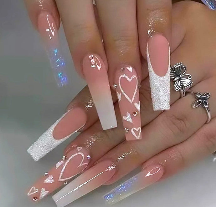 CORAZON BLANCO PRESS ON NAILS