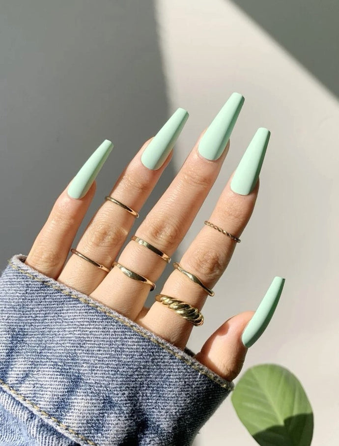 GREEN MINT PRESS ON NAILS